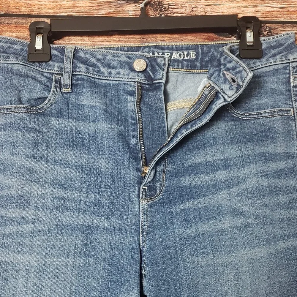 American Eagle Size 10 Long Super High Rise Stretch Jegging Jeans Blue Denim - Picture 4 of 11